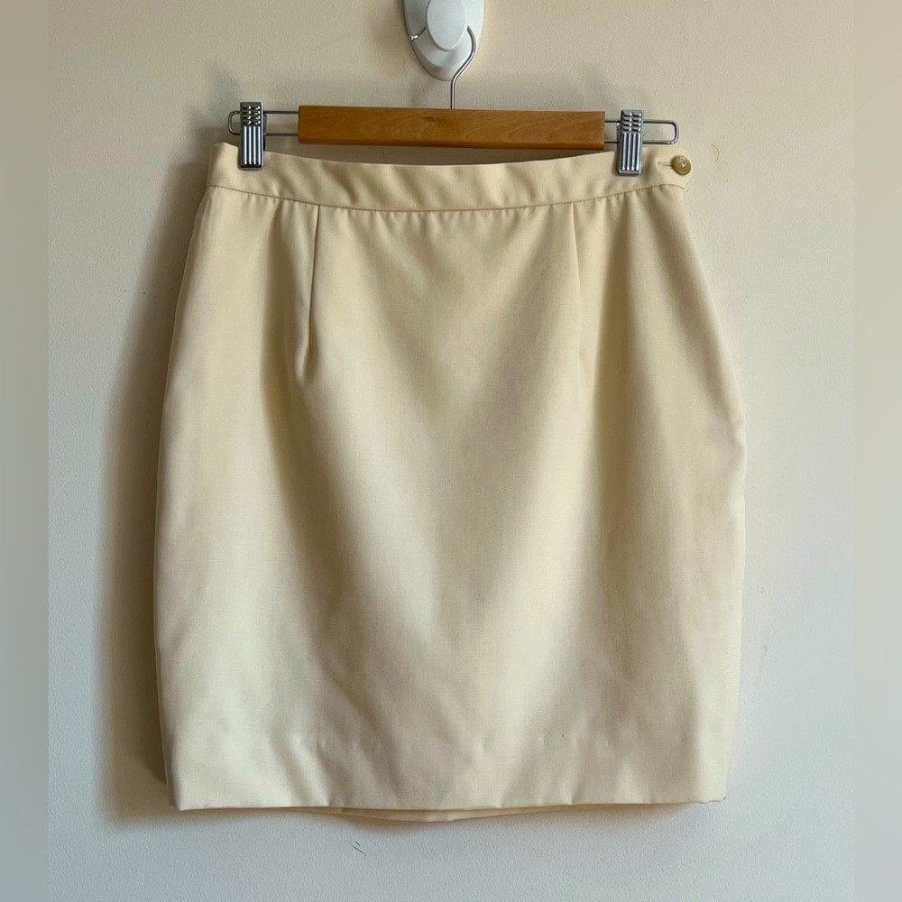VTG Ralph Lauren Purple Label Classic Ivory Lined Wool Short Pencil Skirt Sz 10